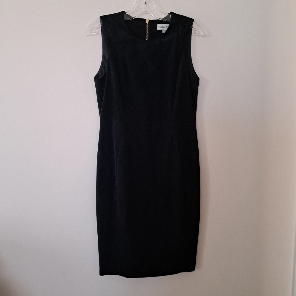 Calvin Klein Faux Suede Black midi dress